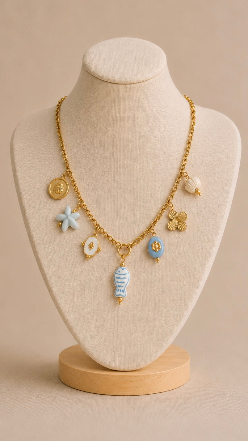 🩵 Collier Poisson Bleu