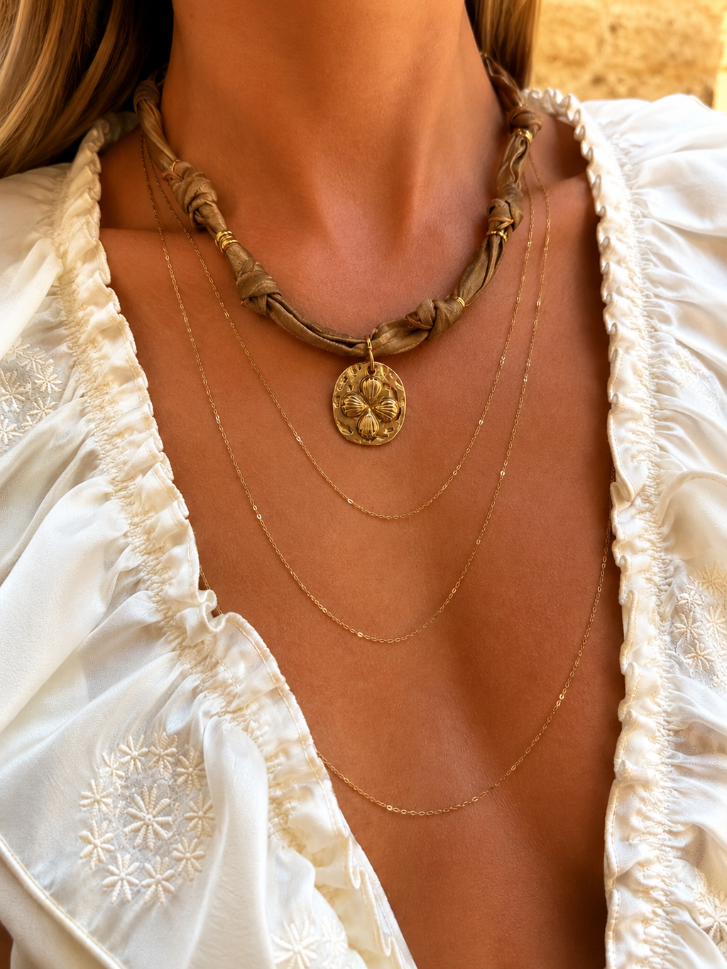 🤎 Collier Ruban Ocre