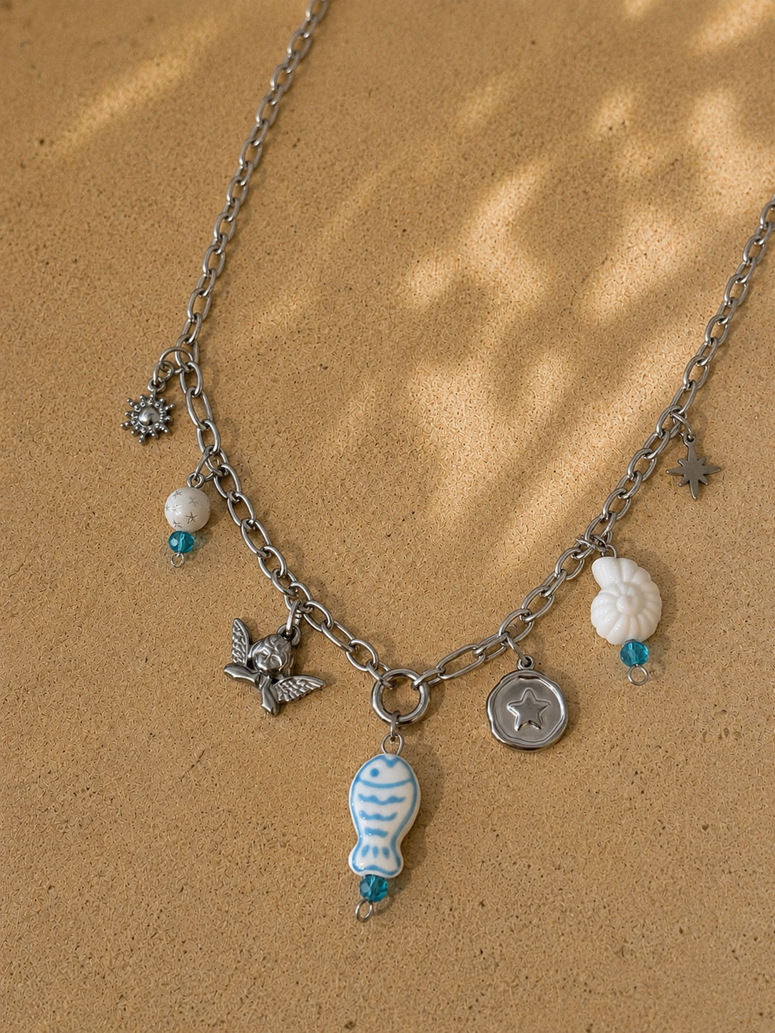 🤍 Collier Argenté Bleu