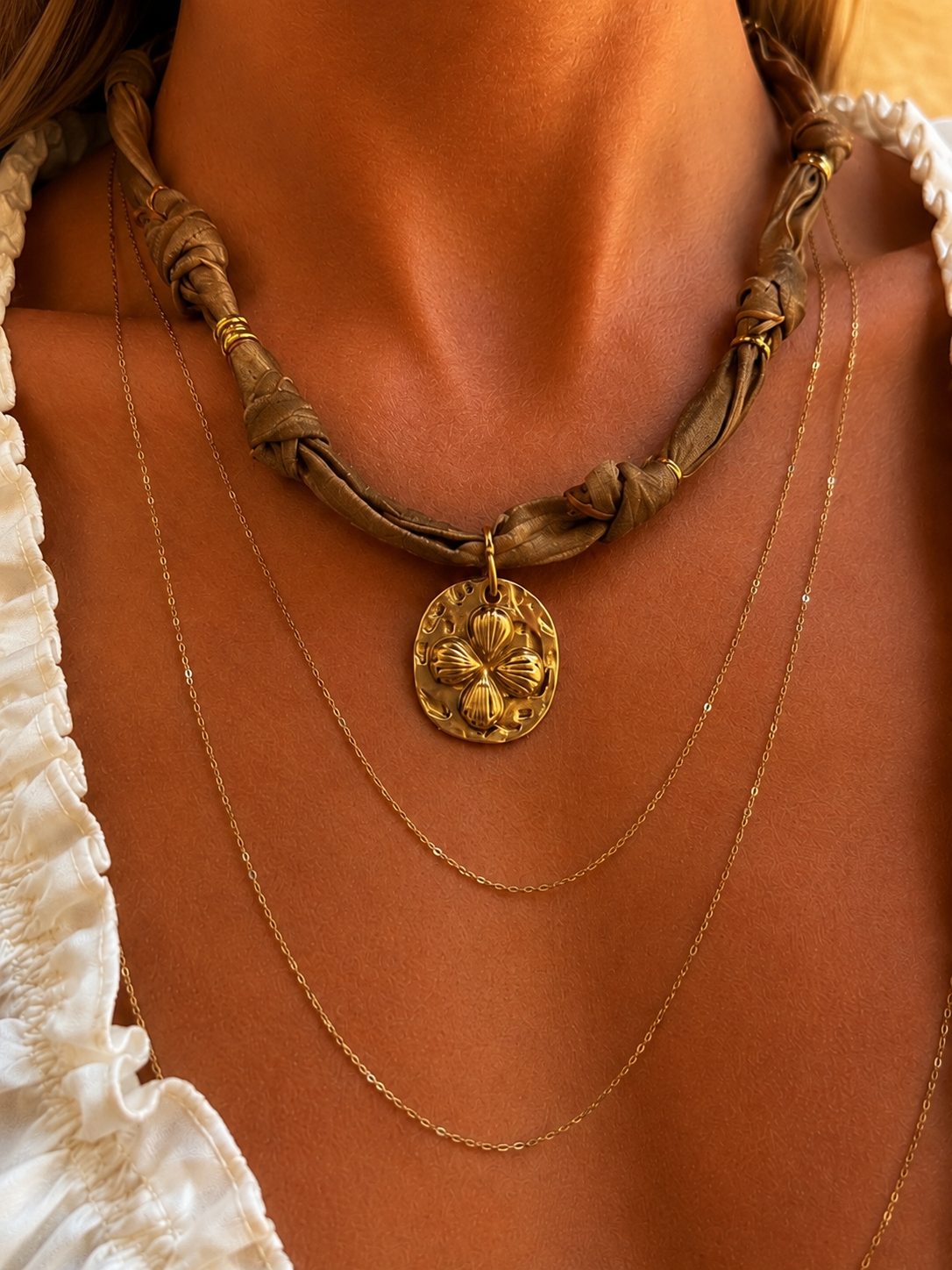 🤎 Collier Ruban Ocre