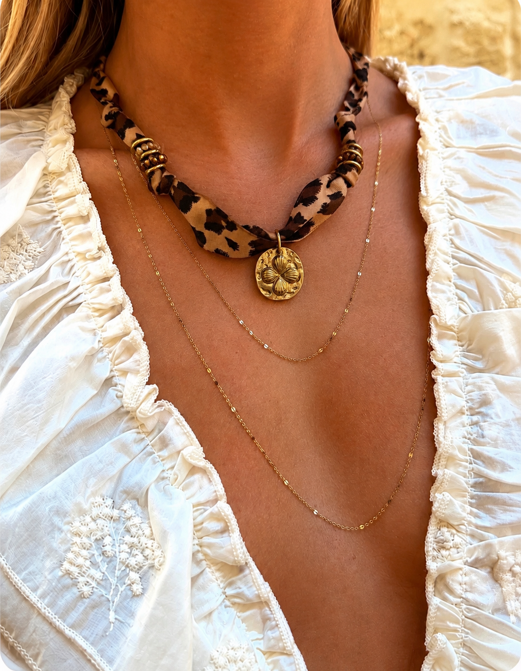 🐆 Collier Ruban Léopard