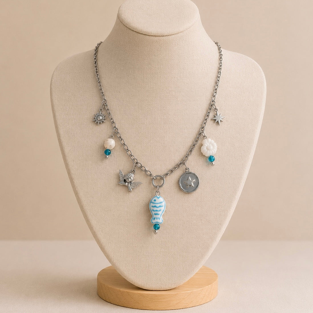 🤍 Collier Argenté Bleu