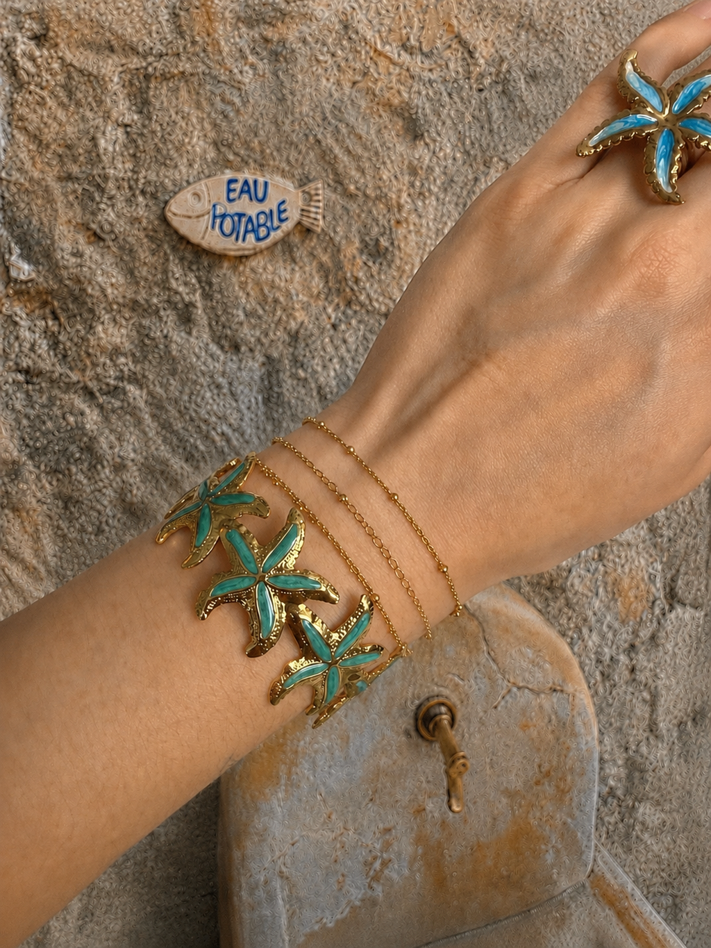 🩵 Jonc Étoile Turquoise