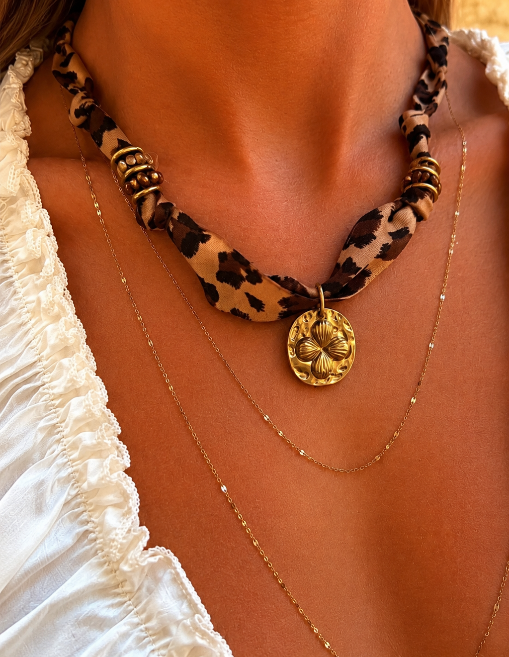 🐆 Collier Ruban Léopard